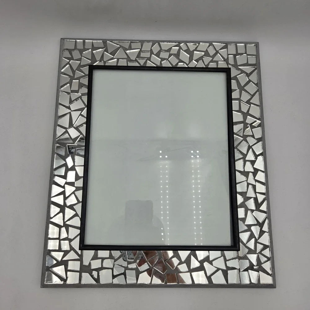 Fetco Mosaic Mirrored Picture Frame Glass & Velvet 8